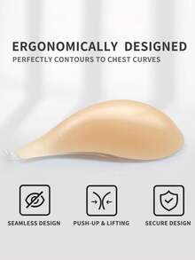 Sujetador adhesivo de color albaricoque - Material de bio-gel (adhesión fuerte, amigable con la piel), levantamiento y recogida del busto, lavable y reutilizable | Ideal para bodas/fiestas/citas/trajes sin espalda y playa, opción de regalo perfecta