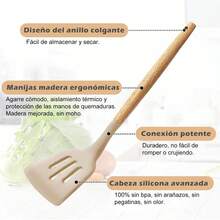 NICLY 28Pcs Utensilios de Cocina de Silicona, Juego de Herramientas de Cocina con Batidor Espátula, Antiadherentes, Resistentes al Calor, sin BPA, Herramientas y Paletas para Cocina (Caqui) - caqui - Ver 1