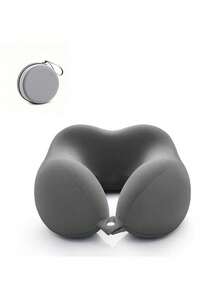 符合人体工程学的 U 型颈枕，带储物袋 - 舒适的头枕，适合旅行、午睡和办公室使用，慢回弹支撑，可机洗枕套，旅行枕