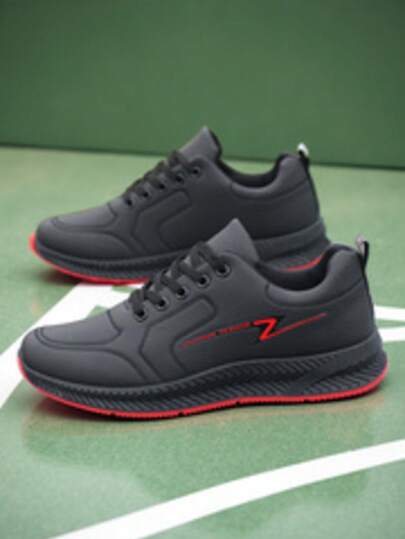 أحذية رياضية جديدة للرجال خريف/شتاء 2025، من جلد PU، مانعة للانزلاق، أحذية كاجوال، باللون الأسود، متعددة الاستخدامات، أحذية للركض، نعل ناعم، أحذية للسفر