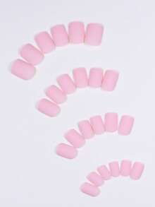 ARTAUG 96片纯色4种不同裸色亮面可佩戴美甲贴纸，可爱Abrazine短方形假指甲，可卸式成品假指甲，按压式美甲贴纸，新年礼物送给女性和女孩的美甲用品 - 彩色 - 查看 6