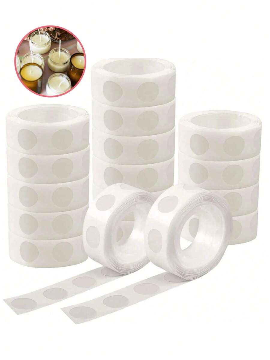100pcs Wax Candle Wick Stickers, Double-Sided Heat-Resistant Candle Making Adhesive Stickers, Christmas Candle Wick Fixative Glue, Candle Holder Wick, Christmas Candle Making Kit, Suitable For Christmas Gifts, DIY Christmas Decorations, Room Decor, Birthday, Gifts For Women, Valentine's Day, New Year - White - View 1