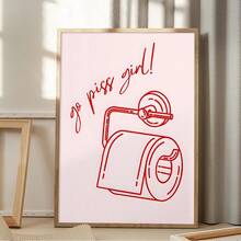 1 件有趣的浴室墙壁艺术印刷：小便女孩的浴室装饰；粉红色浴室艺术印刷、家居装饰、海报艺术、帆布墙海报、卧室、客厅和走廊装饰 - 彩色 - 查看 8