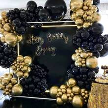 142pcs Black And Gold Balloon Garland Arch Kit, Total 18" 12" 10" 5" Latex Balloon Set For Shower Birthday Wedding Bachelorette Party Decorations Supplies - Multicolor - View 1