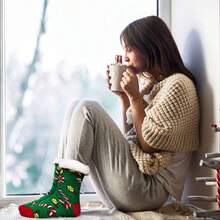 Slipper Socks Women With Grippers Non Slip Fuzzy Grip Winter Warm Cozy Thick Comfy Soft Fleece Cabin Socks - Candy Cane - View 4
