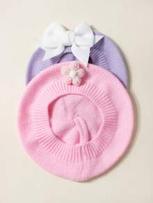 1 szt. Beret dla niemowląt, czapka z kokardą, czapka malarza dla noworodka w wieku 1-3 lat, ubranka dla dziewczynek, wiosenne akcesoria do włosów dla niemowląt, akcesoria do włosów dla maluchów, wiosenne stroje dla małych dziewczynek, odpowiednie do domu i na wycieczki, prezenty dla dzieci