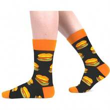 Men's Funny Novelty Crazy Pattern Dress Socks For Gifts - 黑色/藍色/黃色/多色食品-10米 - 查看 6