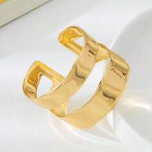 Wide Women's Bracelet, Contemporary And Elegant Design, 925 Silver And 18K Gold Plated, Minimalist Geometric Style - Vàng - Xem 5