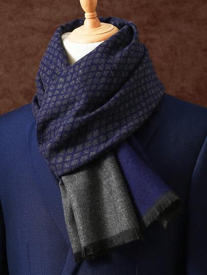 1 pieza Bufanda de lujo unisex, bufanda estampada de moda para hombres, bufanda de negocios, chal con flecos clásico de 180*30CM, bufanda a cuadros, bufanda de negocios para hombres