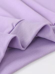 1 pieza Sudadera de niña con estampado "Sonrisa" fresco, tela suave, estilo versátil para salidas casuales - Morado - Ver 7