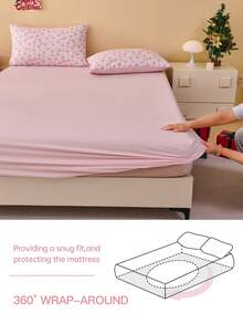 3/4-teiliges Weihnachts-Wort HO bedrucktes Bettwäsche-Set mit Kissenbezügen, leichte, wolkenartige Haptik, knitterfrei, schrumpffrei, bestehend aus Spannbettlaken*1+Bettlaken*1+Kissenbezug*1/2, Spannbettlaken mit tiefer Tasche, für alle Bettgrößen, Oeko-Tex zertifiziert