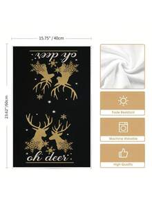 2pcs/4pcs/12pcs Black & White Christmas Reindeer Pattern Kitchen Towels, Christmas Reindeer Pattern Bathroom Towels, Christmas Outdoor Party Towels, Christmas Home Decor, Christmas Kitchen Decor, Modern Style, Quick Dry, Super Soft Microfiber Material, Rectangular, 15.75IN*23.62IN/40*60CM Digital Printing Pattern, Suitable For Outdoor Party Decoration, Christmas Holiday Gifts