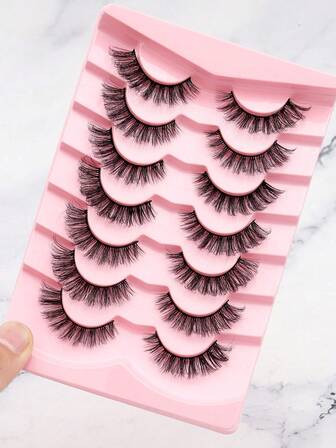7 Pairs Curly & Fluffy 8D Thick False Eyelashes, Lengthening & Volumizing Eyelash Extensions, Classic European & American Style