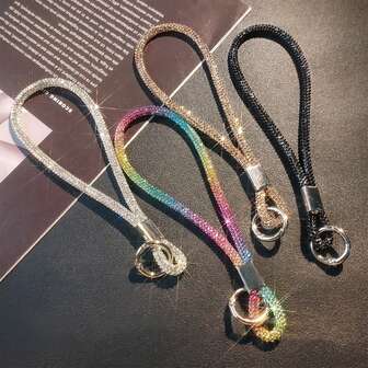1PC Luxury Mobile Phone Crystal Wrist Straps Glitter Rhinestone Phone Lanyard Keychain Hanging Anti-Lost Rope