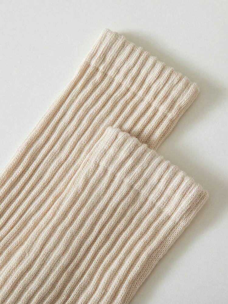 1/3 Pair Women's Long Fuzzy Socks, Thigh High Socks, Boat Socks, Solid Color Calf Socks, Loose Socks, Simple Versatile For All Seasons, Perfect For Daily Wear. Back To School, Funny Socks - Beige - View 5