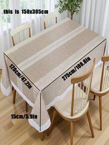 长方形桌布，法兰绒底，100%防水PVC材质，可水洗塑料桌布，适用于用餐、露营、室内外使用，棕色 - 彩色 - 查看 12