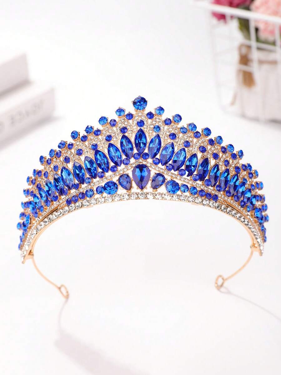 1 Stück luxuriöser Braut-Hochzeitskopfschmuck Kristallkrone Haarband, elegantes Accessoire für Hochzeit, Bankett