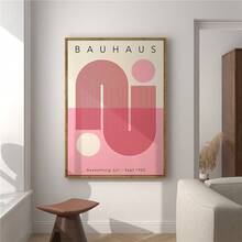 1pc Bauhaus-Inspired Canvas Art Print, Frameless, Chic Pink Abstract Geometric Art Posters, Decorative Wall Painting With Modern Geometry Design, Ideal For Home And Office Decor, Perfect Holiday Gift, Mid-Century Style Wall Decor, No Frame