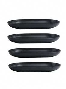 1/2/4 件装塑料餐盘，适用于家庭厨房聚会、生日派对、厨房、户外野餐 - 黑色 - 查看 7