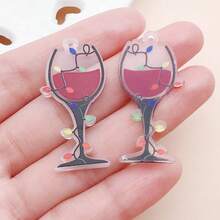 Christmas Wine Charms, 4/8 Pcs Euro-American Style Wine Bottle Glass Acrylic Pendants For DIY Earrings & Necklaces.