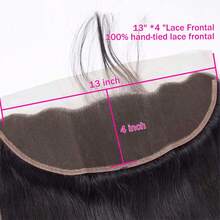 Frontal 13x6 de 20 pulgadas de cabello humano virgen brasileño de 12A, cierre frontal de encaje transparente HD de color negro natural - Natural Black - Ver 9