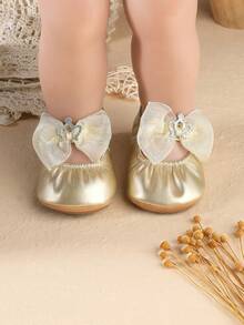 Infant/Toddler Princess Shoes With Crown, Non-Slip Rubber Sole, 0-1 Years Old, Indoor Wear, Spring/Autumn - Gold - View 6