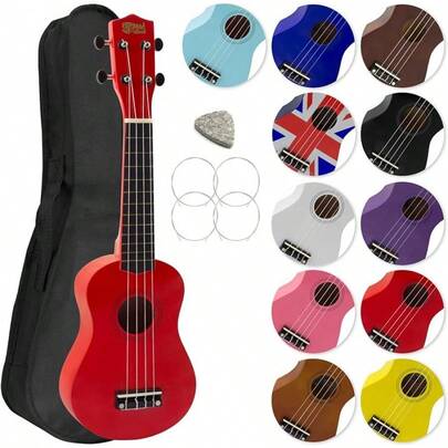 Mad About Soprano Ukulele With Gig Bag, Pick, And Spare Strings – Great Schools And Beginners, Now With Carbon Black Strings Improved Tuning - Purple