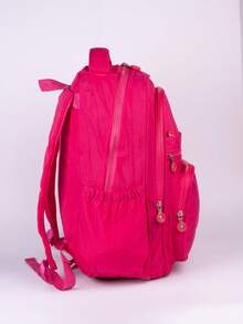 Large School Backpack For Notebook Pink Resistant Multiple Pockets Work Nylon Reinforced School College - Hot Pink - View 5