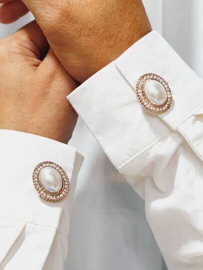 1pc/2pcs Button Cover For Shirt Pearl Cufflinks Covers Flower Vintage Sleeve Button Clip On Button For Dress Wedding Tux Decoration Button Clothing Accessories Gifts And Party