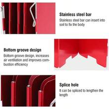 Dioche Parabrisas de Camping, Parabrisas Plegable para Camping Cocina Estufa de Gas Escudo Pantalla de Viento Cortavientos al Aire (Rojo) - 1 - Ver 7