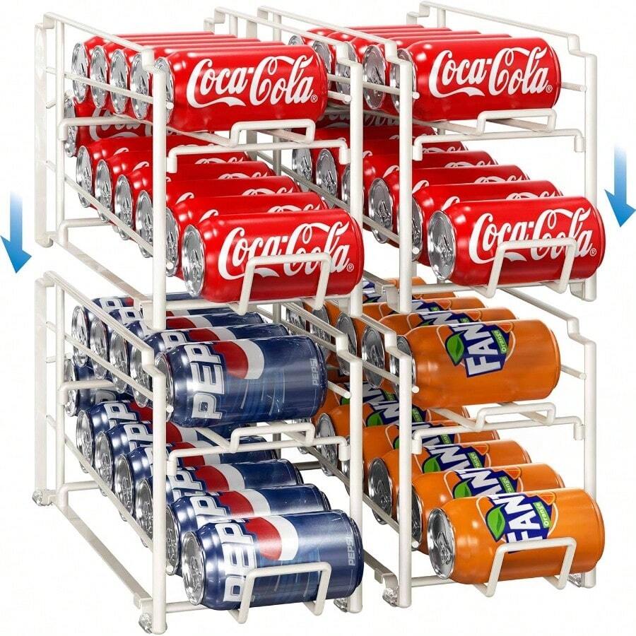 Soda Can Organizer Stackable Rack Dispenser PantryRefrigerator, 4 Pack ...