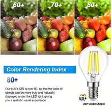 LIGHT HOUSE 2-6 件透明玻璃 G45 复古装饰 LED 灯泡,220V-240V,4W-6W,2700K 暖白光,仿古 LED 灯丝灯,育儿室浸入式 LED 灯,魔杖灯,甲板灯,万圣节浸入式 LED 灯,小球形灯泡,4.5 厘米 X 6.79 厘米,E14/E27 底座可选(不可调光),适用于家用 LED 灯泡 - 黃色 - 查看 9
