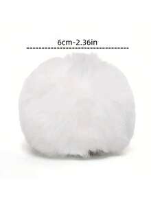 Rabbit Tail Costume Prop - Cute Plush Ball Needle, With White Faux Fur Ball, Durable Polyester Clothing Accessory, Suitable For Halloween And Christmas Party Cosplay Role-Playing Decoration - Multicolor - View 2