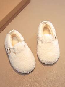 1双儿童圣诞鞋，男童保暖毛绒鞋，女童冬季保暖内衬套脚鞋，适合1-11岁儿童