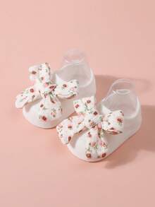 0-1岁婴儿发带袜子套装，女宝宝蝴蝶结发带1个+防滑地板袜1双 - 彩色 - 查看 4