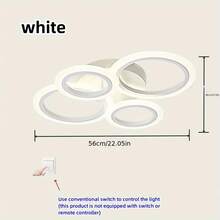 Lampu Plafon LED Interlocking 4/6 Cincin Modern, Lampu Gantung Plafon Bundar Model Flush Mount, 3 Suhu Warna yang Dapat Diredupkan, 3 Pilihan Warna Emas, Hitam, Putih, Lampu Plafon Cincin Minimalis untuk Ruang Tamu, Kamar Tidur, Lorong, Dekorasi Pencahayaan Dalam Ruangan Rumah - MultiWarna - View 11