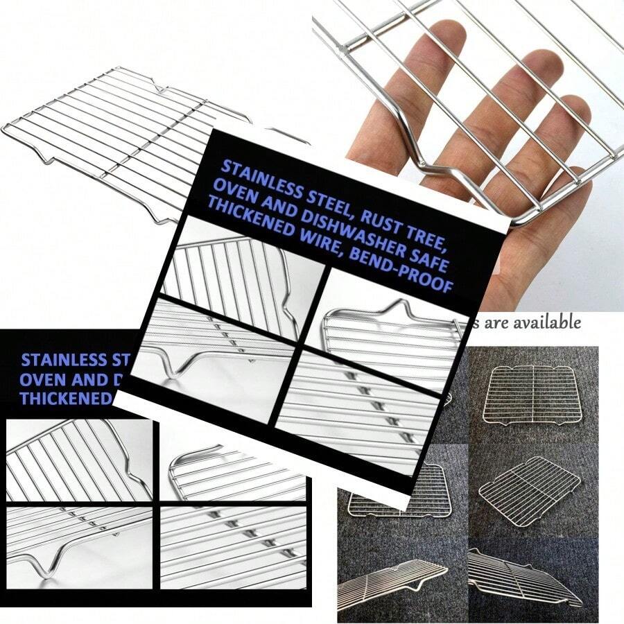 Grilling Rack Heavy Duty Wire Grate Oven Roasting Rack 5.3 X 8.75 Inch Rectangle Baking Cooling Steaming With 4 Legs Stainless Steel Rack 5.3"X8.75"22.2X13.5cm - Thép không gỉ - Xem 1