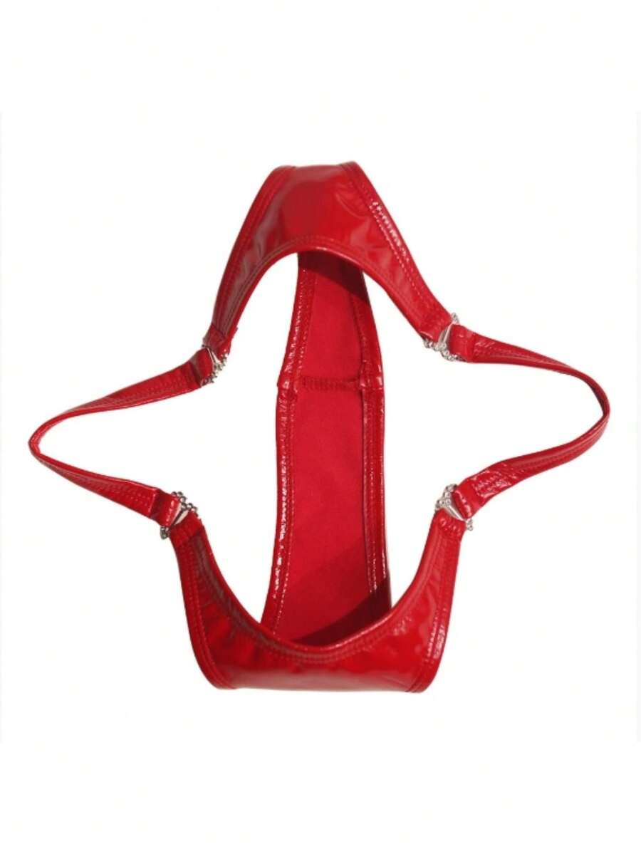 Womens Metallic Micro Thongs Underwear Latex Panties Low Rise G-String Briefs Clubwear Sexy Low Rise Micro Back G-String Thongs T-Back Tiny Panties - 紅色 - 查看 1