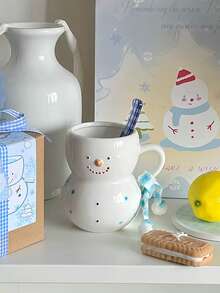 12盎司陶瓷雪人围巾杯，可爱的节日咖啡杯，适合舒适的冬季热巧克力、咖啡、牛奶、拿铁、摩卡、卡布奇诺、圣诞家居装饰、节日餐具、圣诞礼物 - 彩色 - 查看 8