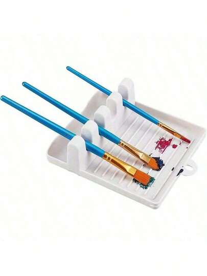 1 Juego de Soporte para Pinceles con 4 Ranuras y Paleta de Acuarela, Caja de Almacenamiento de Pinceles de Arte DIY, Soporte para Pinceles de Pintura de Acuarela, Acrílico y Óleo, Estante para Pinceles de Dibujo, Bandeja Alternativa de Pigmentos de Arte, Suministros de Artista de Acuarela, Bandeja de Pigmentos, Paleta de Acuarela, Bandeja de Pigmentos de Arte, para Útiles Escolares