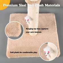 32" Tall Cat Scratching Posts For Indoor Cats Adults With 1 Hanging Ball 1 Dummy Mouse And 1 Cat Toy, Large Cat Scratch Post Cat Scratcher Includes Sisal Rope - Yellow - View 6