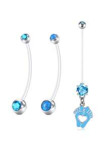 3 buc inel flexibil acrilic transparent pentru buric de sarcină, 14G personalizat, pandantiv, bijuterii pentru piercing de maternitate pentru burtă, inele pentru buric de maternitate 25/32/35/38 MM