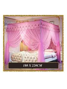 Mosquitera, cuadrada con malla, para camas king, queen y cuna, toldos a prueba de insectos para casa y camping - Rosa - Ver 5