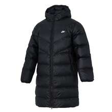 Nike 男士连帽舒适羽绒服，AS M NK WINDRUNNER STMNT PRKA，户外通勤旅行运动蓬松保暖休闲外套 - 黑/白 - 查看 1