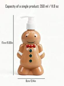 1 pieza/350ml Botella dispensadora con bomba, de plástico PET transparente marrón, apta para champú, gel de baño, loción, uso doméstico, hotel, viaje, con elementos de dibujos animados, apta para lavado de manos, champú y gel de baño - Tapa de rosca, sin fragancia - Decoración de baño, almacenamiento de líquidos con tema navideño, ideal para dispensador de jabón en el baño, decoración del hogar y el baño, regalo de Navidad