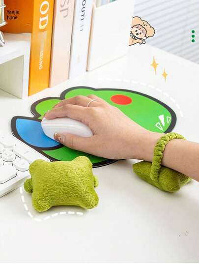 Reposamuñecas compacto, almohadilla de mano linda, banda elástica, soporte para mano y muñeca para escribir en computadora de oficina, mouse pad, accesorios de escritorio de oficina, suministros de oficina, accesorios de escritorio, mouse pad de escritorio