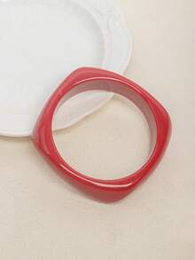 1 件复古红色树脂手链，简约时尚几何扎染红色手镯，适合女士 - 紅色 - 查看 6