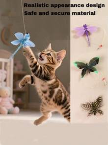 1个猫玩具 - 昆虫造型，夹式设计，无需额外工具即可轻松安装，外观逼真，适合猫咪，情人节玩具