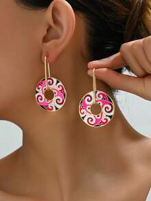 A Pair Of Original New Chinese-Style Drip Oil Earrings With Colorful Design, Sophisticated, Minimalistic, Niche, Light Luxury, Retro And National Style - A Pair Of Earrings - View 10