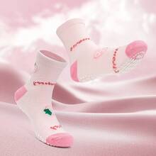 5pairs Children's Baby Girls Non-Slip Toddler Socks Heart Print Crew Socks - Pink - View 6